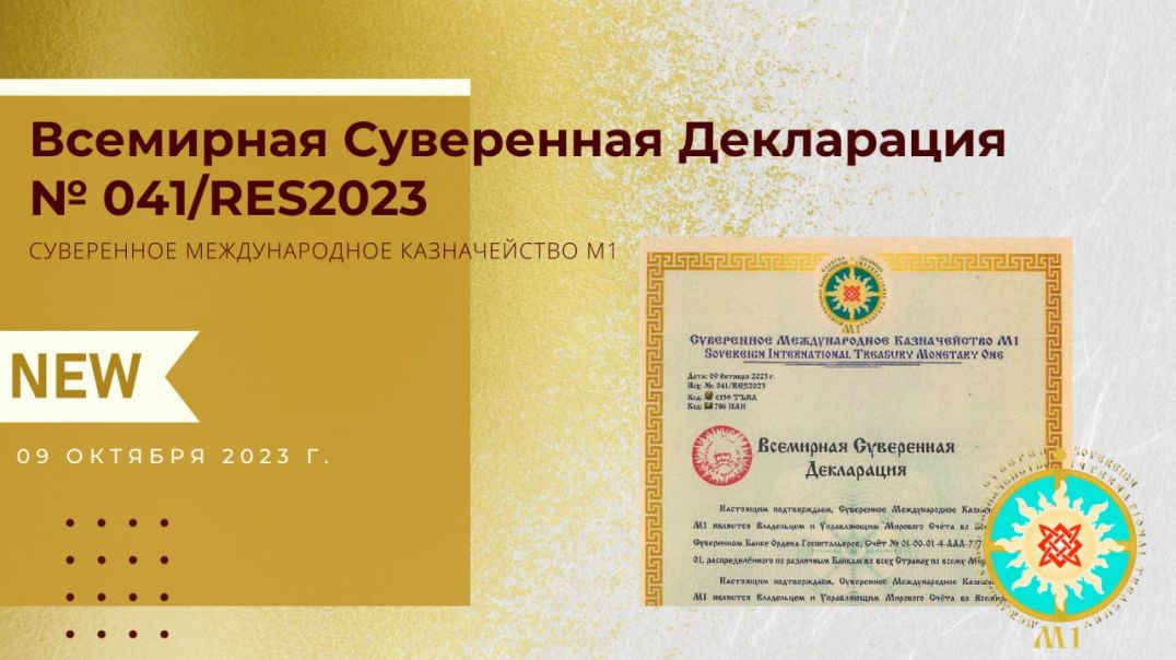 ⁣СМКМ1 Всемирная Суверенная Декларация No. 041 RES2023