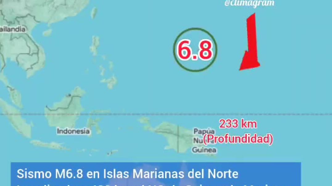 Сильное землетрясение магнитудой 6,8 произошло в районе Марианских островов в Тихом океане, на глуби